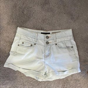 Aeropostale light wash high rise button shorts (size: 0, fits like a 2)